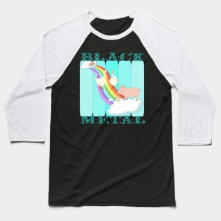 Farmyard Rainbow Black Metal Baseball T-Shirt